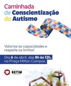 Caminhada marca o Dia Mundial de Conscientização do Autismo em Betim